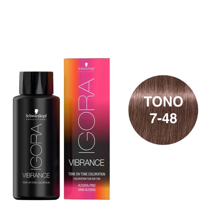 Igora Vibrance tono 7 - 48 Rubio Medio Beige Rojo 60ml - Saldos A Huevo